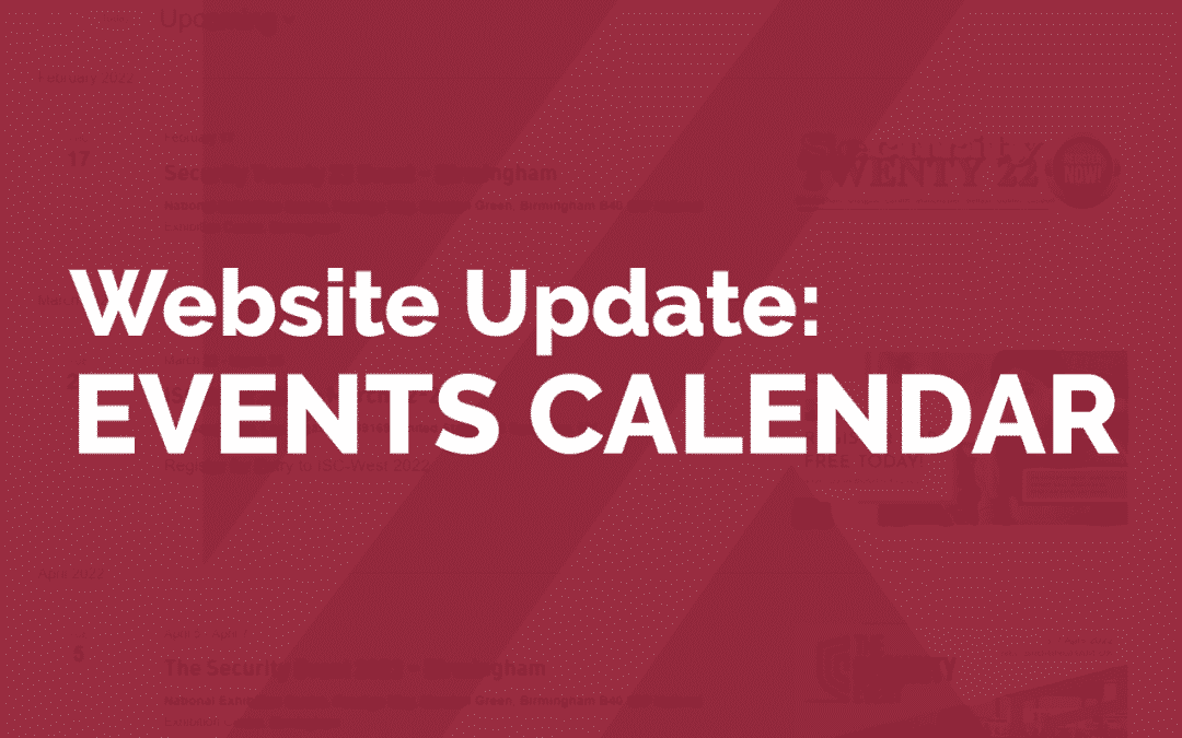 Minor Website Update: Events Calendar
